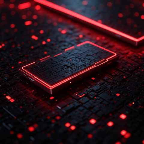 Cyberpunk Dark Terminal Code Mockup Red Glow 2025 – 8K Minimal Black UI Mockup MKT GLS 0695