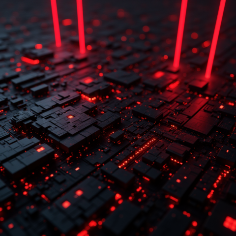 Cyberpunk Dark Terminal Code Mockup Red Glow 2025 – 8K Minimal Black UI Mockup MKT GLS 0278