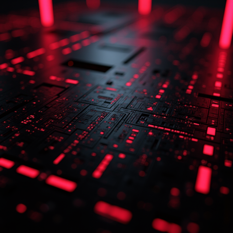 Cyberpunk Dark Terminal Code Mockup Red Glow 2025 – 8K Minimal Black UI Mockup MKT GLS 0337