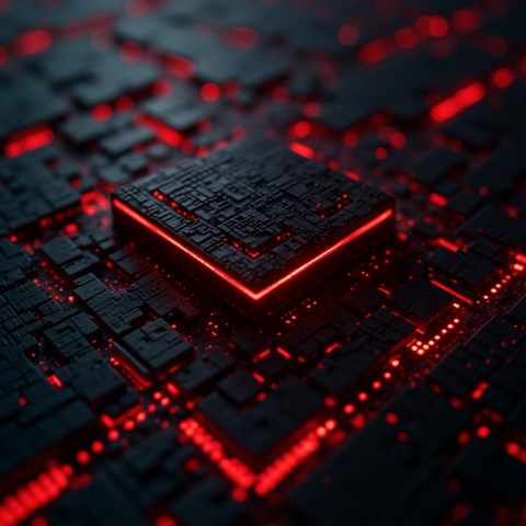 Cyberpunk Dark Terminal Code Mockup Red Glow 2025 – 8K Minimal Black UI Mockup MKT GLS 0774
