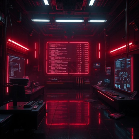 Cyberpunk Dark Terminal Code Mockup Red Glow 2025 – 8K Minimal Black UI Mockup MKT GLS 1201