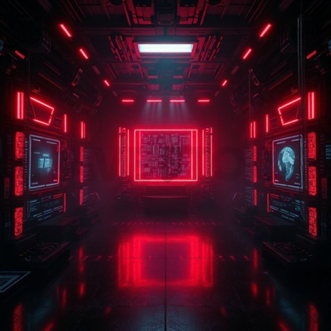 Cyberpunk Dark Terminal Code Mockup Red Glow 2025 – 8K Minimal Black UI Mockup MKT GLS 1241