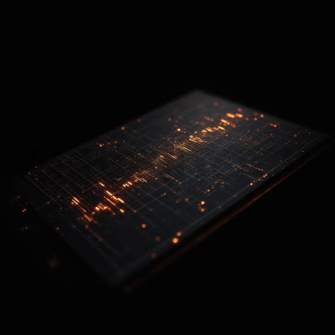 Dark Glowing Data Chart Amber Glow 2025 – 8K Minimal Black UI Mockup MKT GLS 0940