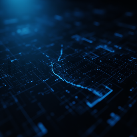 Dark Glowing Data Chart Blue Electric Glow 2025 – 8K Minimal Black UI Mockup MKT GLS 0902