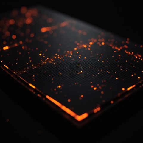 Dark Glowing Data Chart Orange Fire Glow 2025 – 8K Minimal Black UI Mockup MKT GLS 0960