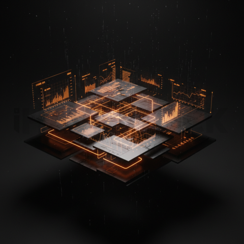 Dark Glowing Data Chart Orange Fire Glow 2025 – 8K Minimal Black UI Mockup MKT GLS 1112