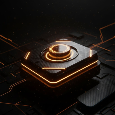 Dark Interface Toggle Switch Amber Glow 2025 – 8K Minimal Black UI Mockup MKT GLS 1029