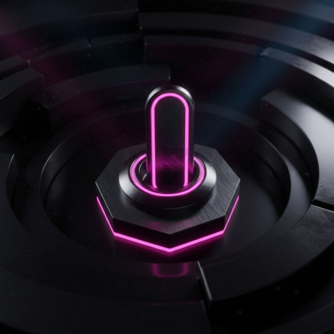 Dark Interface Toggle Switch Magenta Glow 2025 – 8K Minimal Black UI Mockup MKT GLS 1135