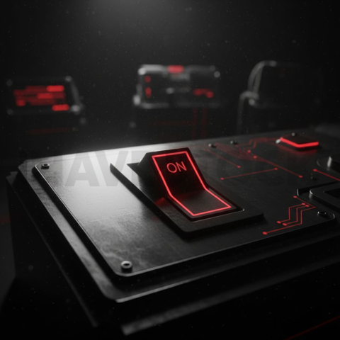 Dark Interface Toggle Switch Red Glow 2025 – 8K Minimal Black UI Mockup MKT GLS 0108