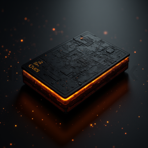 Dark Neumorphic Card Layout Amber Glow 2025 – 8K Minimal Black UI Mockup MKT GLS 0981