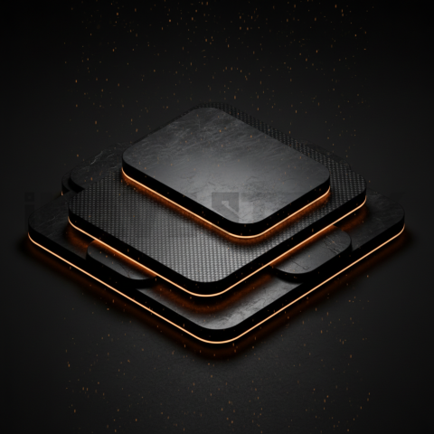 Dark Neumorphic Card Layout Amber Glow 2025 – 8K Minimal Black UI Mockup MKT GLS 1136