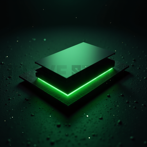 Dark Neumorphic Card Layout Green Neon Glow 2025 – 8K Minimal Black UI Mockup MKT GLS 0256