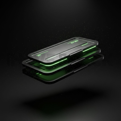 Dark Neumorphic Card Layout Green Neon Glow 2025 – 8K Minimal Black UI Mockup MKT GLS 0861