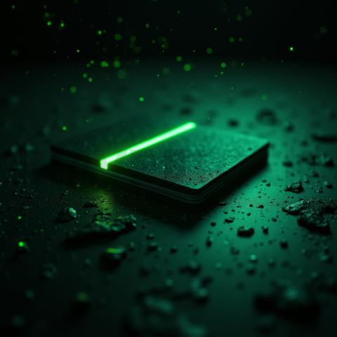 Dark Neumorphic Card Layout Green Neon Glow 2025 – 8K Minimal Black UI Mockup MKT GLS 0315