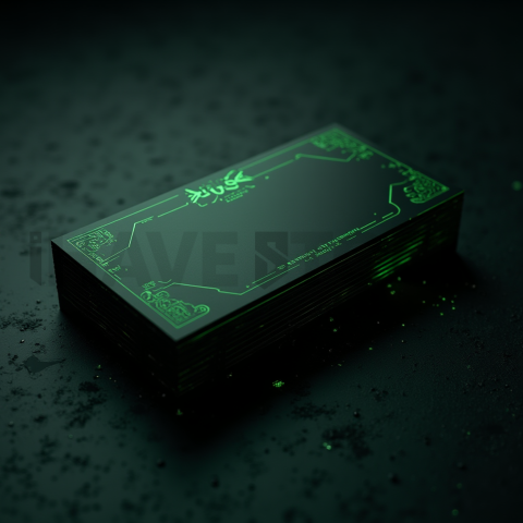 Dark Neumorphic Card Layout Green Neon Glow 2025 – 8K Minimal Black UI Mockup MKT GLS 0752