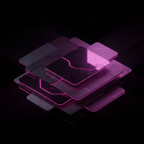 Dark Neumorphic Card Layout Magenta Glow 2025 – 8K Minimal Black UI Mockup MKT GLS 0224