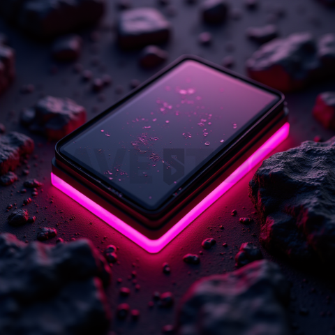 Dark Neumorphic Card Layout Magenta Glow 2025 – 8K Minimal Black UI Mockup MKT GLS 0294