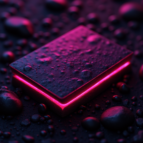 Dark Neumorphic Card Layout Magenta Glow 2025 – 8K Minimal Black UI Mockup MKT GLS 0711