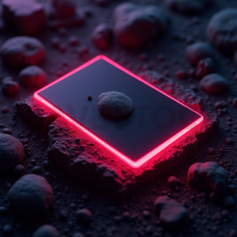 Dark Neumorphic Card Layout Magenta Glow 2025 – 8K Minimal Black UI Mockup MKT GLS 0745