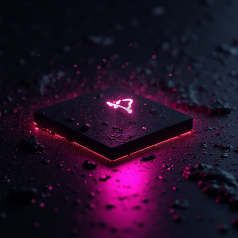 Dark Neumorphic Card Layout Magenta Glow 2025 – 8K Minimal Black UI Mockup MKT GLS 0802
