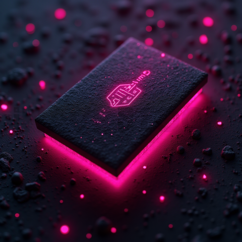 Dark Neumorphic Card Layout Magenta Glow 2025 – 8K Minimal Black UI Mockup MKT GLS 0808