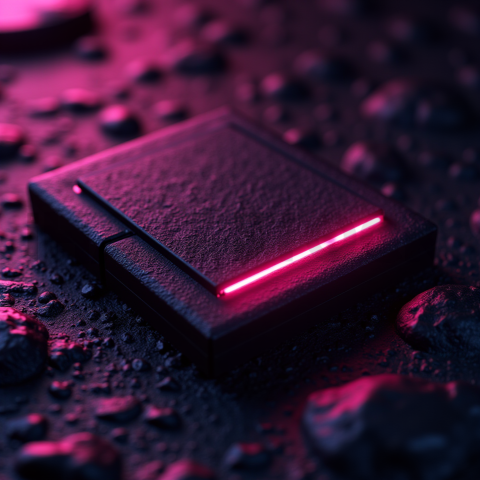 Dark Neumorphic Card Layout Magenta Glow 2025 – 8K Minimal Black UI Mockup MKT GLS 0790