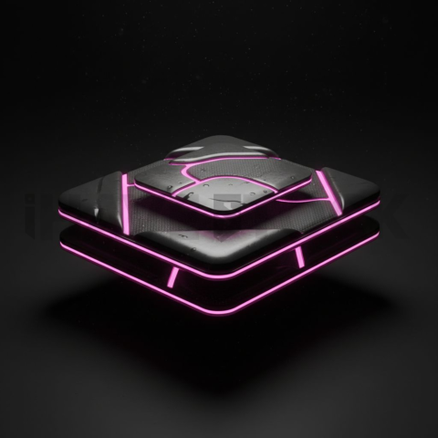 Dark Neumorphic Card Layout Magenta Glow 2025 – 8K Minimal Black UI Mockup MKT GLS 0925