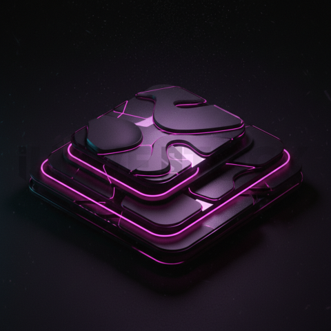 Dark Neumorphic Card Layout Magenta Glow 2025 – 8K Minimal Black UI Mockup MKT GLS 1080