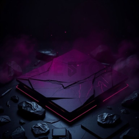 Dark Neumorphic Card Layout Magenta Glow 2025 – 8K Minimal Black UI Mockup MKT GLS 1217