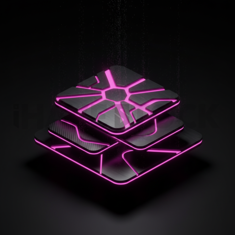 Dark Neumorphic Card Layout Magenta Glow 2025 – 8K Minimal Black UI Mockup MKT GLS 1096