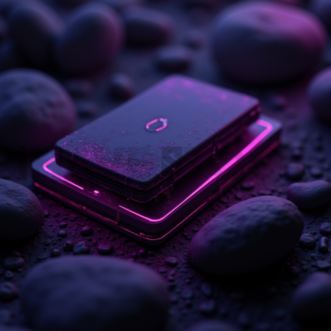 Dark Neumorphic Card Layout Purple Glow 2025 – 8K Minimal Black UI Mockup MKT GLS 0308