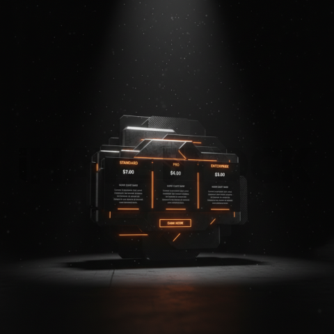 Dark Pricing Table Ui Component Amber Glow 2025 – 8K Minimal Black UI Mockup MKT GLS 0195