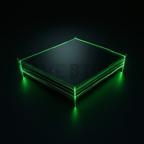 Dark Pricing Table Ui Component Green Neon Glow 2025 – 8K Minimal Black UI Mockup MKT GLS 0760