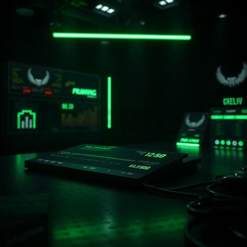 Dark Pricing Table Ui Component Green Neon Glow 2025 – 8K Minimal Black UI Mockup MKT GLS 1187