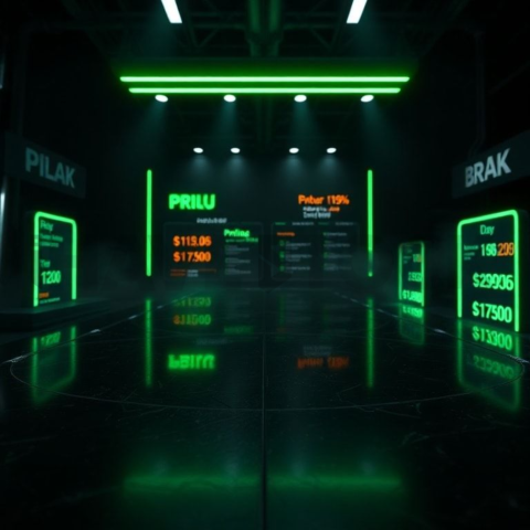 Dark Pricing Table Ui Component Green Neon Glow 2025 – 8K Minimal Black UI Mockup MKT GLS 1289