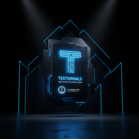 Dark Testimonial Ui Block Blue Electric Glow 2025 – 8K Minimal Black UI Mockup MKT GLS 1138