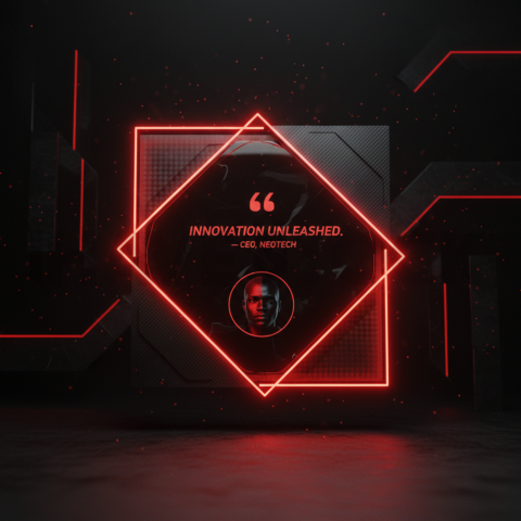 Dark Testimonial Ui Block Red Glow 2025 – 8K Minimal Black UI Mockup MKT GLS 0198