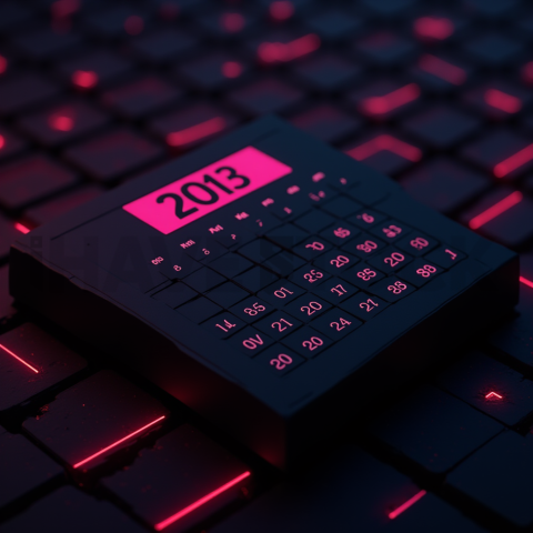 Dark Mode Calendar Ui Mockup Magenta Glow 2025 – 8K Minimal Black UI Mockup MKT GLS 0271