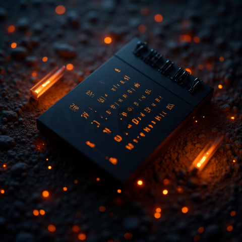 Dark Mode Calendar Ui Mockup Orange Fire Glow 2025 – 8K Minimal Black UI Mockup MKT GLS 0753
