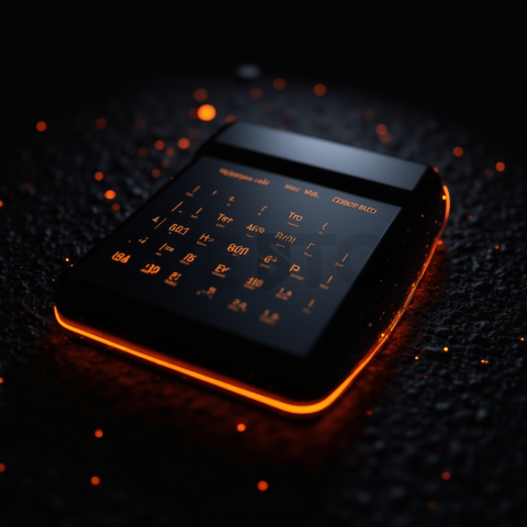 Dark Mode Calendar Ui Mockup Orange Fire Glow 2025 – 8K Minimal Black UI Mockup MKT GLS 0986