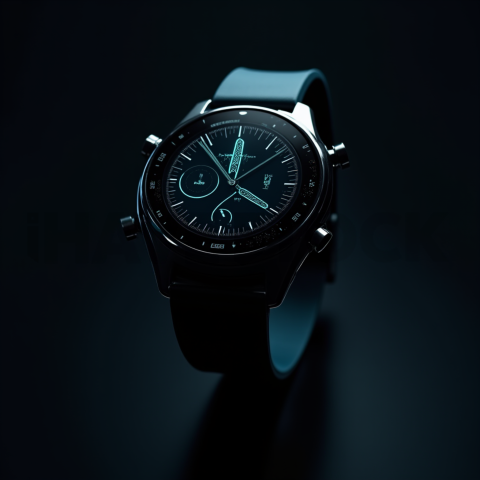 Dark Mode Smartwatch Fitness Ui Cyan Glow 2025 – 8K Minimal Black UI Mockup MKT GLS 0984
