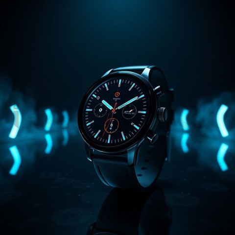 Dark Mode Smartwatch Fitness Ui Cyan Glow 2025 – 8K Minimal Black UI Mockup MKT GLS 1248