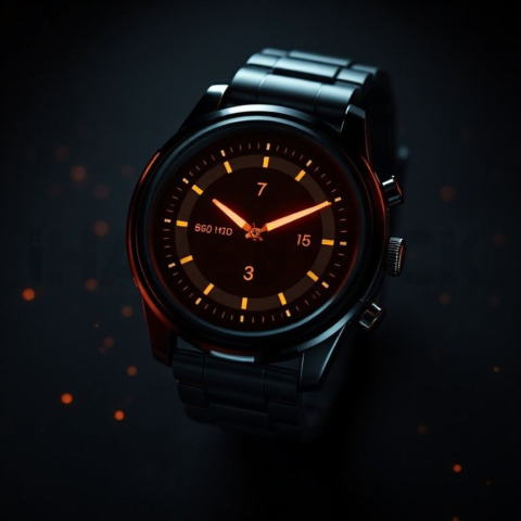 Dark Mode Smartwatch Fitness Ui Orange Fire Glow 2025 – 8K Minimal Black UI Mockup MKT GLS 1263
