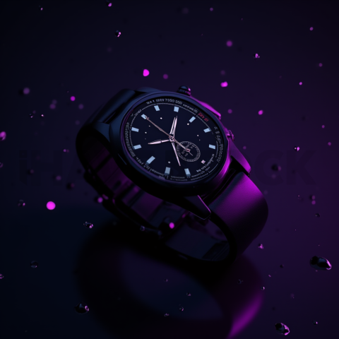 Dark Mode Smartwatch Fitness Ui Purple Glow 2025 – 8K Minimal Black UI Mockup MKT GLS 0336