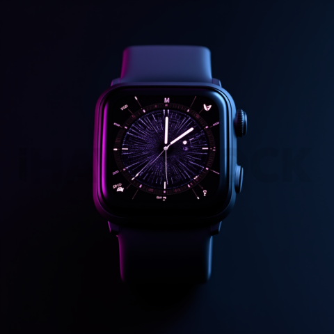 Dark Mode Smartwatch Fitness Ui Purple Glow 2025 – 8K Minimal Black UI Mockup MKT GLS 0773