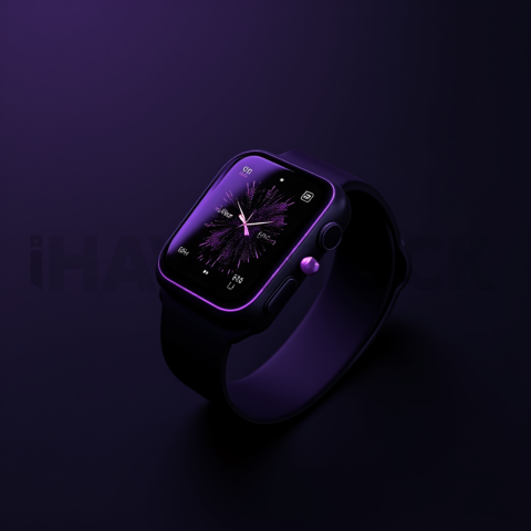 Dark Mode Smartwatch Fitness Ui Purple Glow 2025 – 8K Minimal Black UI Mockup MKT GLS 0815