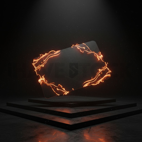 Floating Matte Black Card Mockup Orange Fire Glow 2025 – 8K Minimal Black UI Mockup MKT GLS 1093