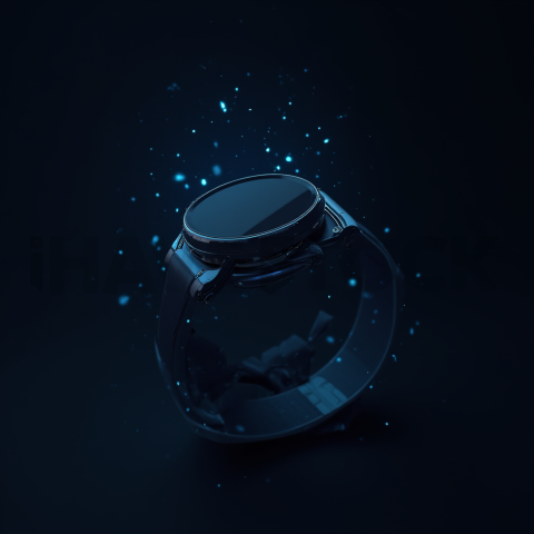 Floating Smartwatch Dark Mockup Blue Electric Glow 2025 – 8K Minimal Black UI Mockup MKT GLS 0717