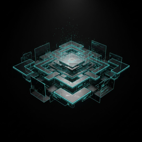 High Tech Ui Grid Layout Cyan Glow 2025 – 8K Minimal Black UI Mockup MKT GLS 1099