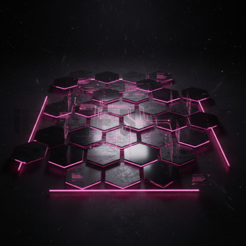 High Tech Ui Grid Layout Magenta Glow 2025 – 8K Minimal Black UI Mockup MKT GLS 1101